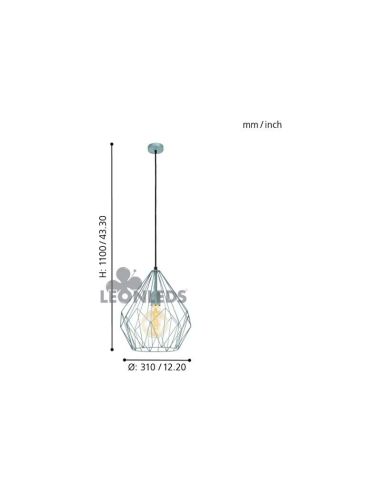 Lámpara de Techo vintage Carlton 1 menta 1XE27| Lámpara vintage de techo de Eglo Lighting | LeonLeds Iluminación