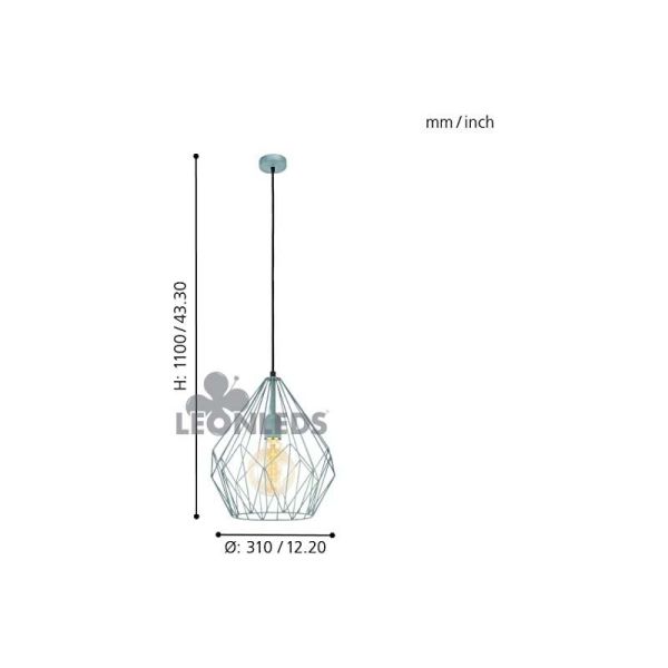 Lámpara de Techo vintage Carlton 1 menta 1XE27| Lámpara vintage de techo de Eglo Lighting | LeonLeds Iluminación
