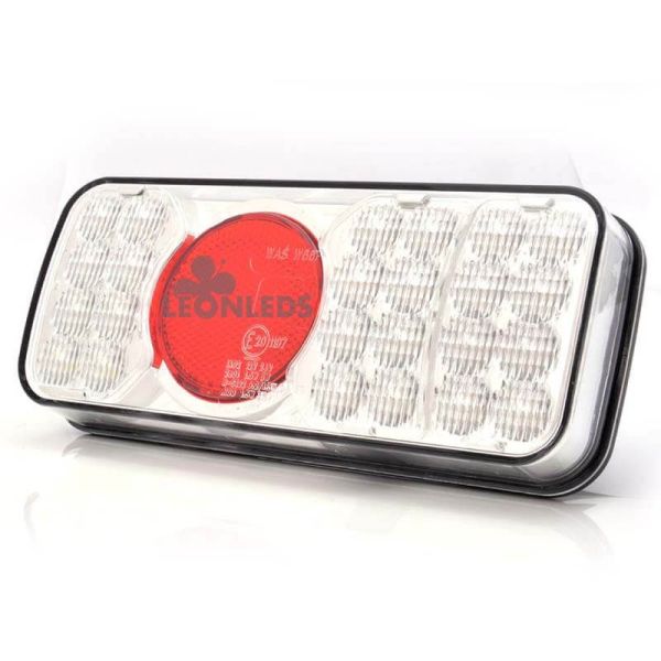 Piloto Trasero LED 5 Funciones rectangular Tulipa Blanca 12-24V | LeonLeds Iluminación