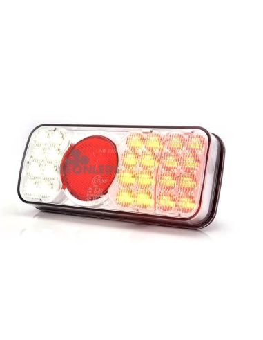 Lanterna traseira LED retangular 5 funções abajur branco 12-24V | Leon Iluminação LED