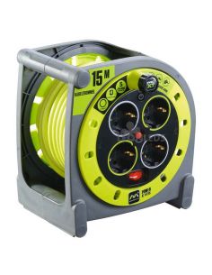 Enrollacables 15 metros + 4 Enchufes 3000W 250V Luceco Pro XT | LeonLeds