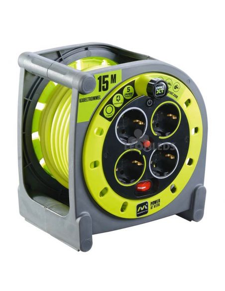 Enrollacables 15 metros + 4 Enchufes 3000W 250V Luceco Pro XT | LeonLeds