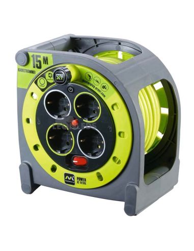 Bobina de Cabo 15 metros + 4 Tomadas 3000W 250V Luceco Pro XT | leonleds
