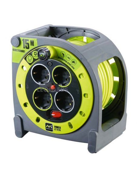 Bobina de Cabo 15 metros + 4 Tomadas 3000W 250V Luceco Pro XT | leonleds
