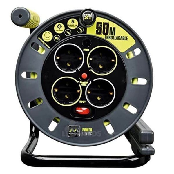 Enrollacable 50 metros + 4 Enchufes 3000W 250V Luceco | LeonLeds Iluminación