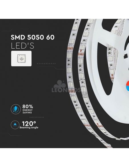Tira LED 2558 9W/m IP20 RGB 5 metros Vtac | Venta de tiras LED| LeonLeds Iluminación