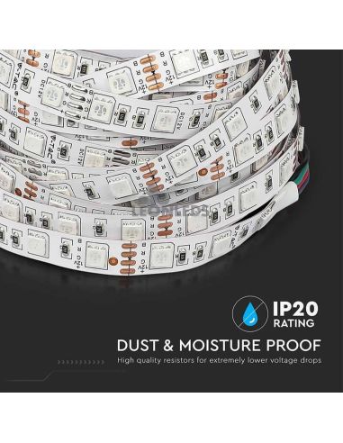 Tira LED 2558 9W/m IP20 RGB 5 metros Vtac | Venta de tiras LED IP20| LeonLeds Iluminación