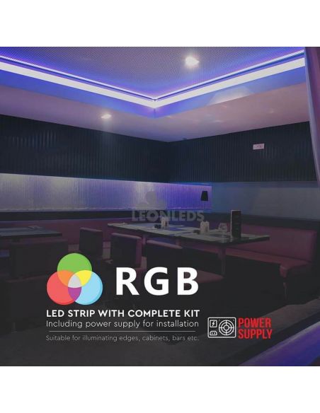 Ruban LED 2558 9W/m IP20 RVB 5 mètres Vtac | Bande LED différentes couleurs | Vente de rubans LED | Éclairage LeonLeds