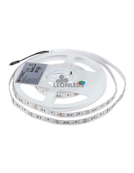 Tira LED 2558 9W/m IP20 RGB 5 metros Vtac | tira LED RGB multicolor para hogar | Venta de tiras LED| LeonLeds Iluminación