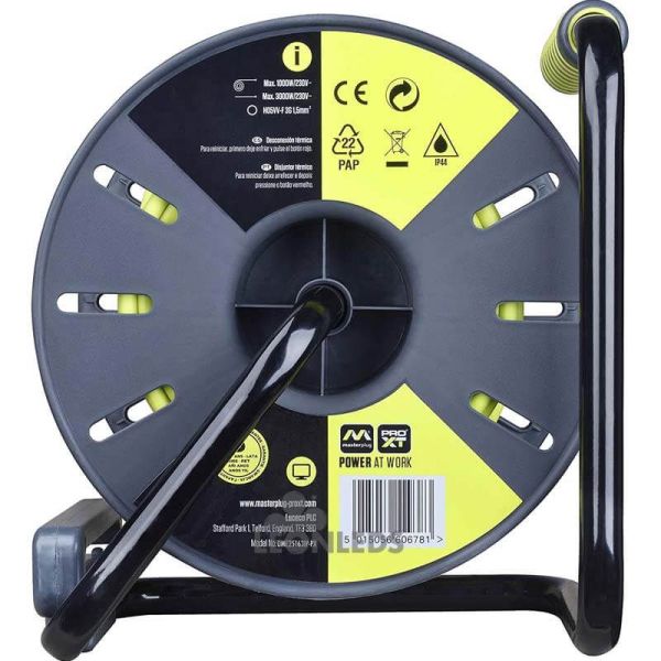 Enrollacable IP44 25M + 3 Enchufes 3000W 250V Luceco Pro XT | LeonLeds