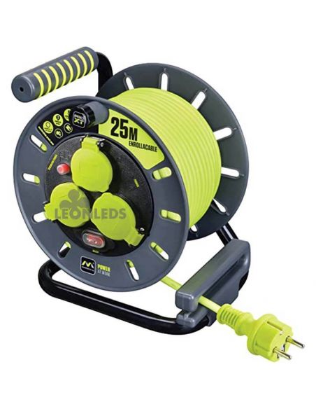 Bobina de Cabo IP44 25M + 3 Plugues 3000W 250V Luceco Pro XT | leonleds