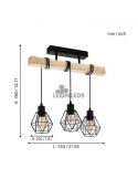 Lámpara de Techo de madera Townshend 5 Vintage 3XE27| Lámpara vintage de techo de Eglo Lighting | LeonLeds Iluminación