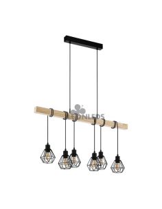 Lámpara de Techo de madera Townshend 5 Vintage 6XE27| Lámpara vintage de madera de Eglo Lighting | LeonLeds Iluminación