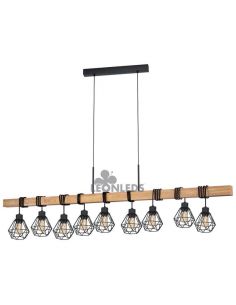 Plafonnier en bois Townshend 5 Vintage 9XE27| Lampe en bois vintage d'Eglo Lighting | Éclairage LeonLeds