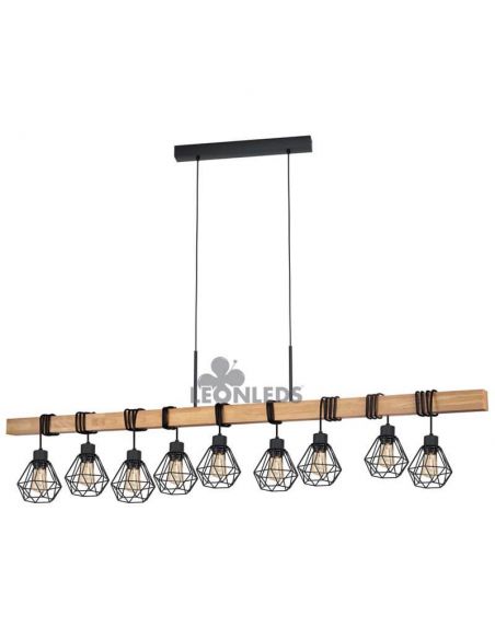 Plafonnier en bois Townshend 5 Vintage 9XE27| Lampe en bois vintage d'Eglo Lighting | Éclairage LeonLeds