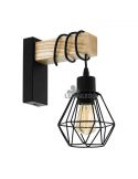 Aplique colgante de pared madera vintage Townshend 5 1XE27 | Aplique vintage de madera de Eglo Lighting | LeonLeds Iluminación