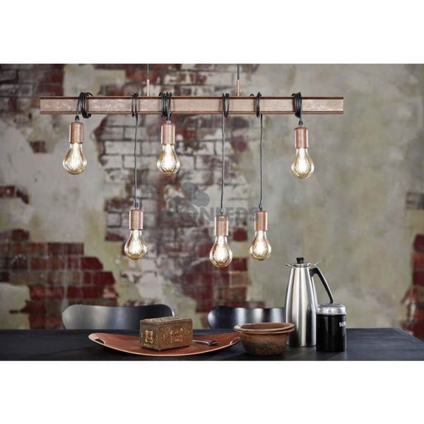 Luminária pendente de aço vintage Townshend 4 6XE27| Candeeiro Retro Vintage da Eglo Lighting | Leon Iluminação LED