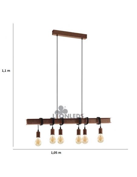 Luminária pendente de aço vintage Townshend 4 6XE27| Candeeiro Retro Vintage da Eglo Lighting | Leon Iluminação LED