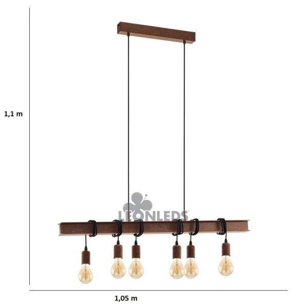 Luminária pendente de aço vintage Townshend 4 6XE27| Candeeiro Retro Vintage da Eglo Lighting | Leon Iluminação LED