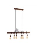 Luminária pendente de aço vintage Townshend 4 6XE27| Lâmpada de madeira vintage da Eglo Lighting | Leon Iluminação LED