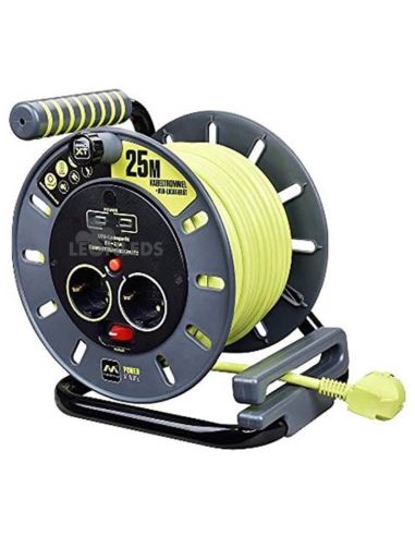 Enrouleur de câble 25M avec 2 USB + 2 Prises 3000W 250V Luceco | Éclairage LeonLeds