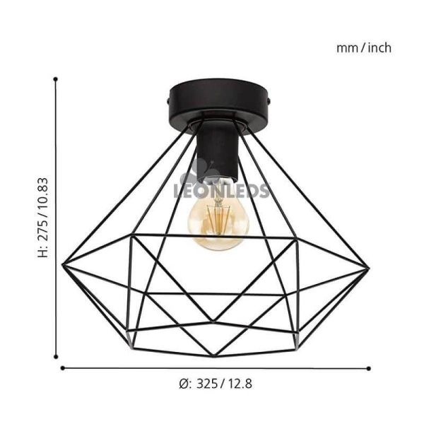 Plafonnier vintage Tarbes 1XE277 | Plafonnier Vintage Métallisé Noir par Eglo Lighting | Éclairage LeonLeds