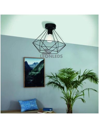 Plafón de techo vintage Tarbes 1XE277 | plafon de techo vintage de metal negro de Eglo Lighting | LeonLeds Iluminación