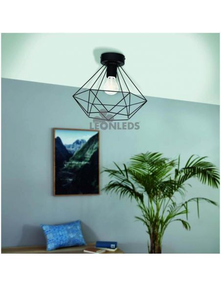 Plafon vintage Tarbes 1XE277 | Luminária de teto vintage de metal preto da Eglo Lighting | Leon Iluminação LED