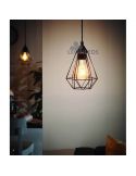 Lámpara de techo metálica vintage Tarbes 1XE27 | lámpara colgante de metal negra de Eglo Lighting | LeonLeds Iluminación