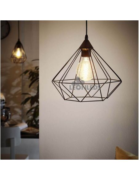 Lámpara de techo de metal negra Tarbes 1XE27 | lámpara colgante de metal negra de Eglo Lighting | LeonLeds Iluminación