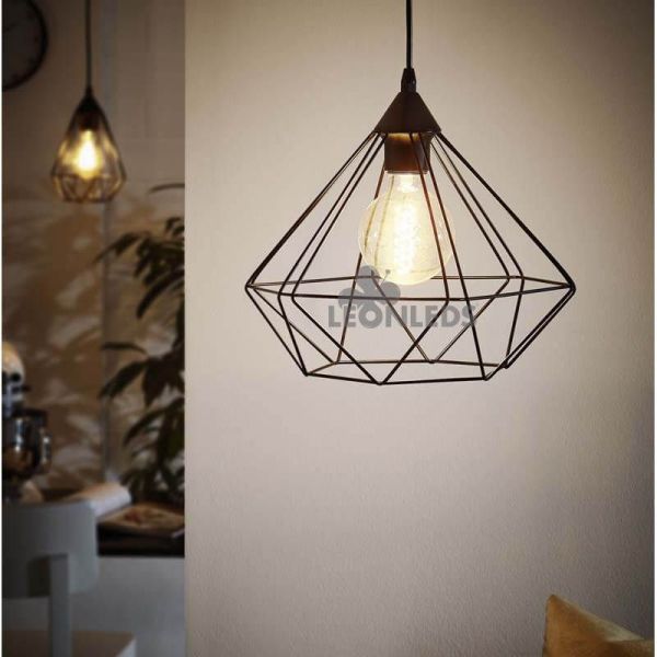 Lámpara de techo de metal negra Tarbes 1XE27 | lámpara colgante de metal negra de Eglo Lighting | LeonLeds Iluminación