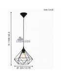 Lámpara de techo de metal negra Tarbes 1XE27 | lámpara colgante vintage metálica de Eglo Lighting | LeonLeds Iluminación