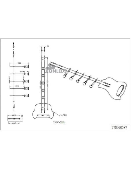 Lámpara de Techo 5 Luces Plateada Basic | lámpara de techo niquel plateada gris focos individuales | LeónLeds Iluminación