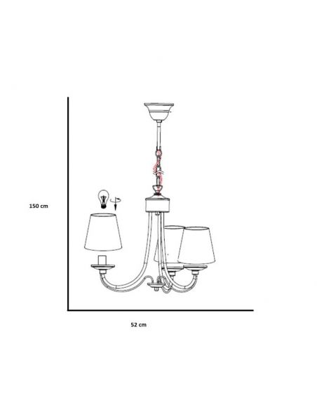 Plafonnier classique 3 lumières Cortez Trio Lighting | couleur blanche 3 écrans | Éclairage LeonLeds