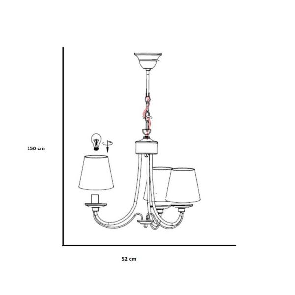 Luminária de teto clássica 3 luzes Cortez Trio Lighting | telas de cor branca 3 | Leon Iluminação LED