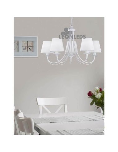 Candeeiro de teto clássico branco com 5 luzes Cortez Trio Lighting | forma de aranha | LeónIluminação Leds