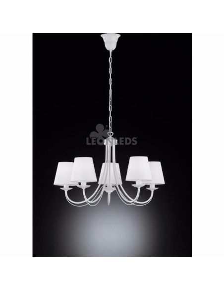 Candeeiro de teto clássico branco com 5 luzes Cortez Trio Lighting | cor branca 5 lâmpadas | LeónIluminação Leds