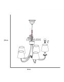 Candeeiro de teto clássico branco com 5 luzes Cortez Trio Lighting | abajures em tecido branco | LeónIluminação Leds