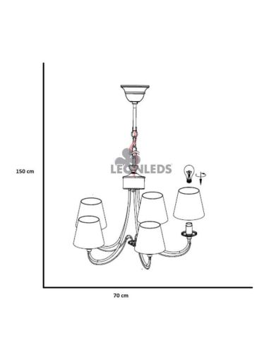 Candeeiro de teto clássico branco com 5 luzes Cortez Trio Lighting | abajures em tecido branco | LeónIluminação Leds