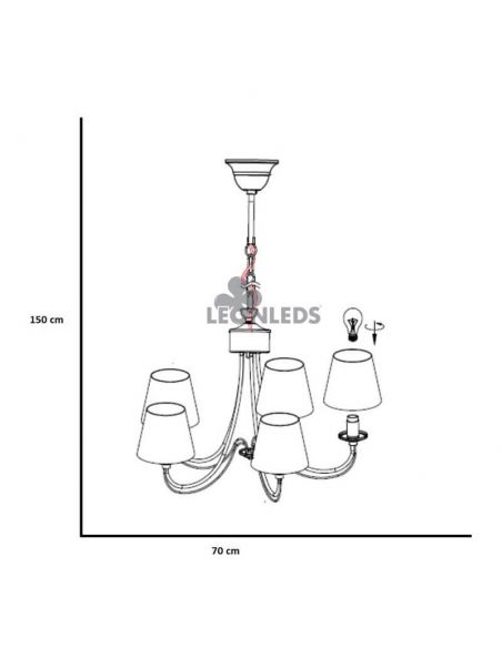 Plafonnier classique blanc à 5 lumières Cortez Trio Lighting | abat-jour en tissu de couleur blanche | LeónLeds Éclairage