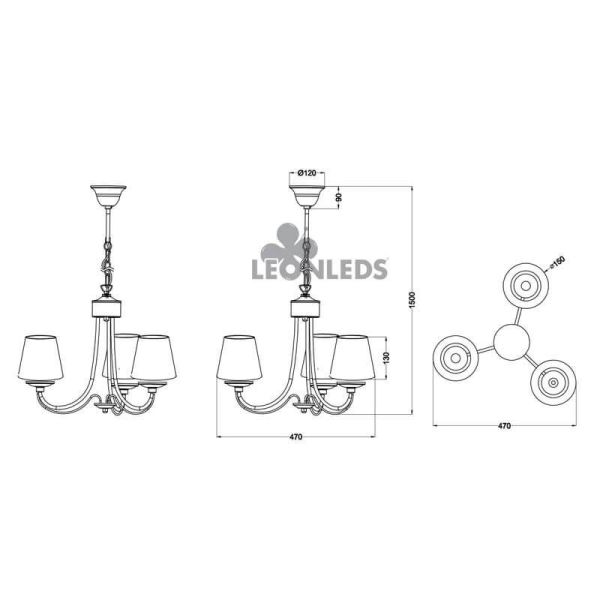 Lámpara de techo blanca clásica 3...