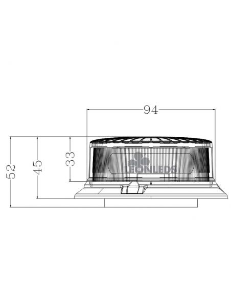 Dimensiones Rotativo LED plano sujeción fija 12V 24V NR65 TA2 0,5 metros de cable | LeonLeds Iluminación