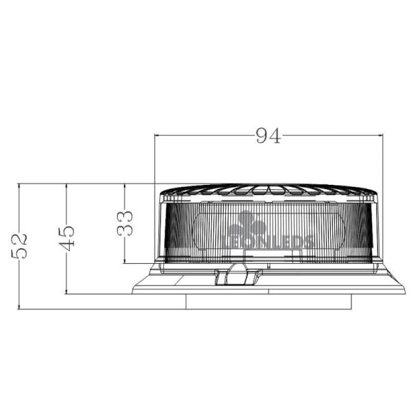 Dimensiones Rotativo LED plano con conector de mechero 12V 24V NR65 TA2 Agropar | LeonLeds Iluminación