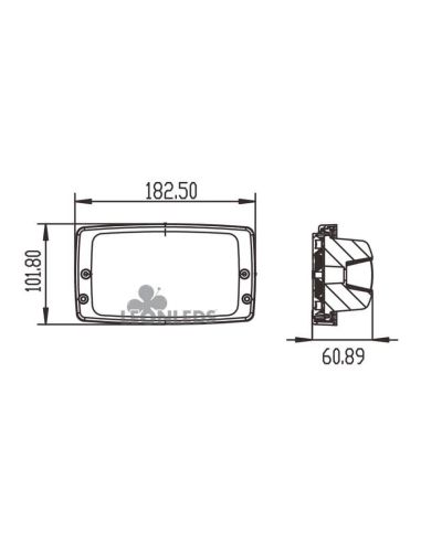 Faro LED empotrable rectangular 5400Lm Massey Ferguson Fendt Case Terex Claas Liebherr Agropar | LeonLeds