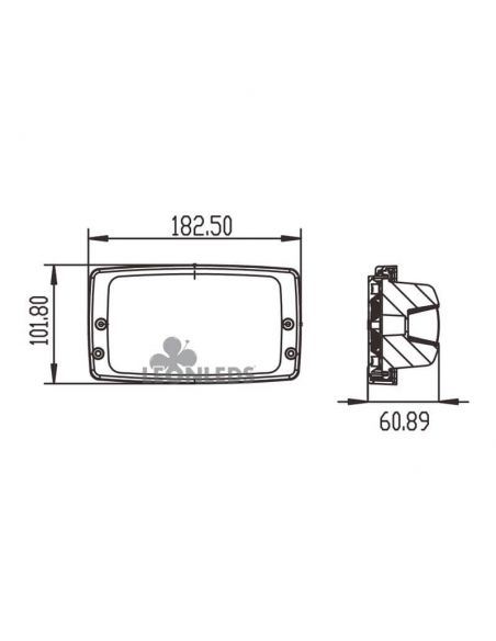 Faro LED empotrable rectangular 5400Lm Massey Ferguson Fendt Case Terex Claas Liebherr Agropar | LeonLeds