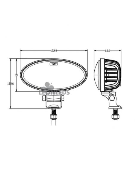 Dimensiones Faro LED ovalado potente 4.100Lm John Deere Series R y M Agropar | LeonLeds