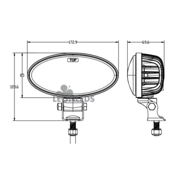Dimensiones Faro LED ovalado potente 4.100Lm John Deere Series R y M Agropar | LeonLeds