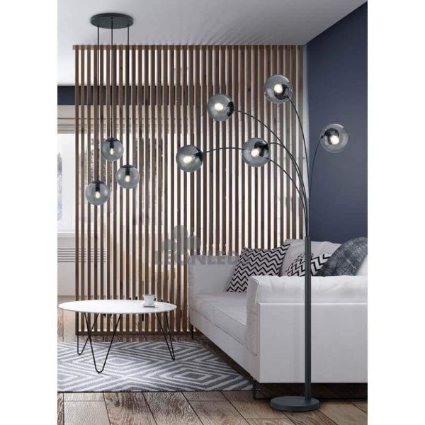 Luminária de teto 3 bolas de vidro Balini Trio Lighting | lâmpadas de cristal sala de estar| Iluminação Leds Leão