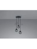 Luminária de teto 3 bolas de vidro Balini Trio Lighting | candeeiro suspenso em cristal antracite | Iluminação Leds Leão