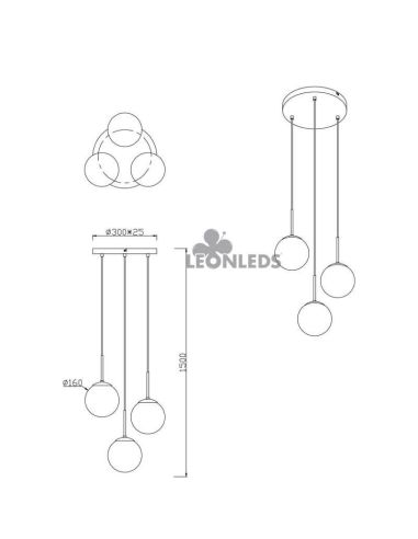 Luminária de teto 3 bolas de vidro Balini Trio Lighting | instalação| Iluminação Leds Leão